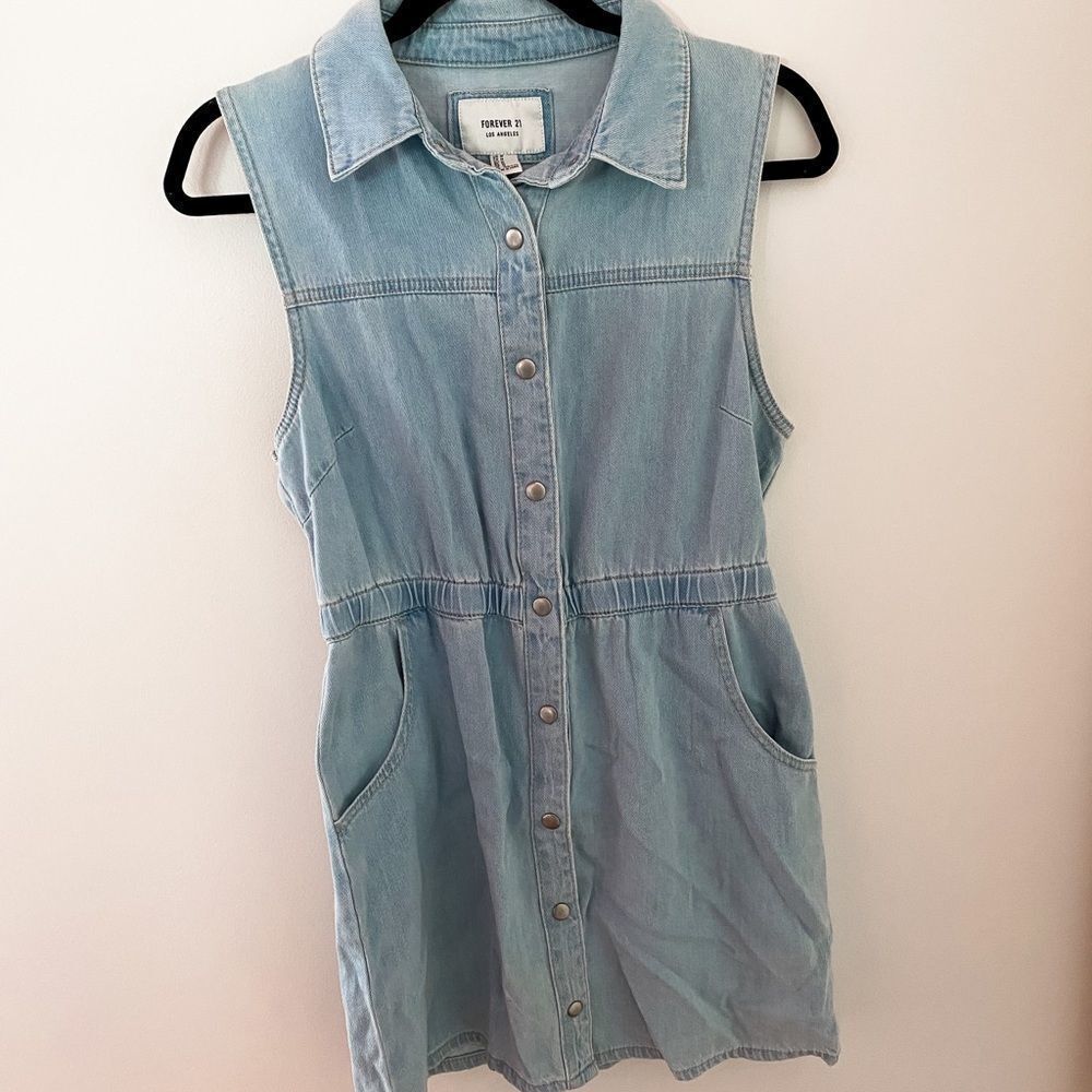 Forever 21 Light Denim Button Up Dress